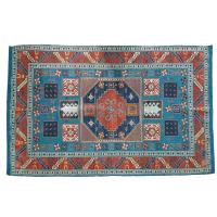 Rug indoor or outdoor, recycled plastic 60 x 100cm blue border