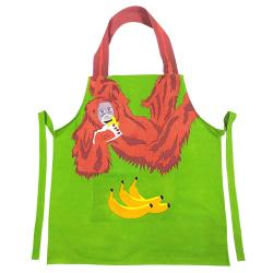 Apron, cotton, orangutan design, one-size to fit adult