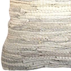 Rag cushion cover recycled leather handmade beige 40x40cm
