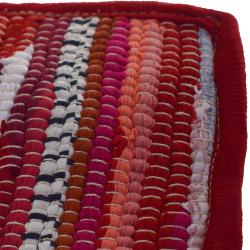 Rag place mat rectangular recycled cotton & polyester handmade red 20x30cm