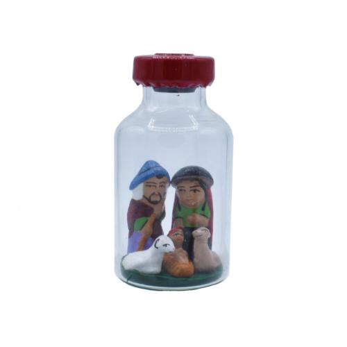 Christmas Decoration, 5 Piece Nativity in Glass Bottle