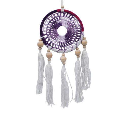 Dreamcatcher on rattan frame, 12cm diameter lilac purple