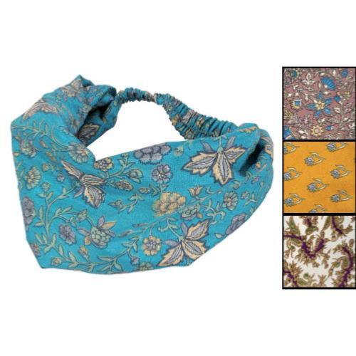 Headband/scrunchie, silk sari assorted colours