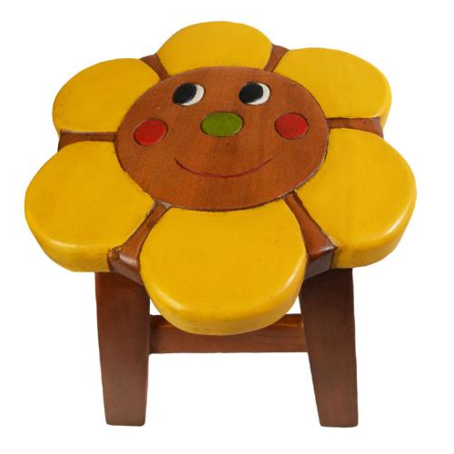 Child's wooden stool, yellow flower