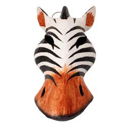 Mask Albesia Wood Zebra Orange / Brown Mouth 20cm