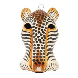 Mask Albesia Wood Big Cat Black Spots on White 20cm