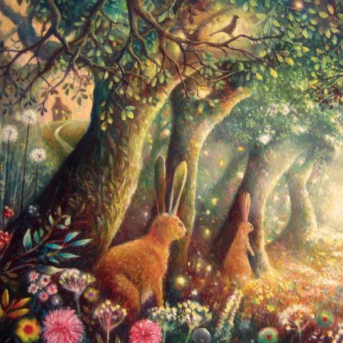 Greetings card "Woodland Hares" 16x16cm