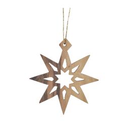 Hanging Christmas decoration, olive wood, star 5.5cm diameter