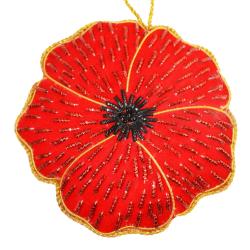 Hanging decoration, embroidered velvet, poppy