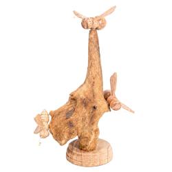 Handcrafted Wooden Three Bees Sculpture