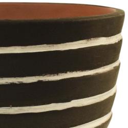 Terracotta planter black & white, 15cm diameter