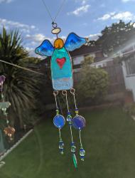 Suncatcher angel with beads assorted 29cm