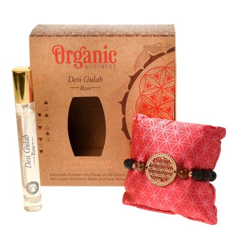 Scented bracelet + spray gift set, Organic Goodness, Desi Gulab Rose