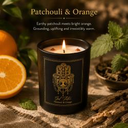 Candle with Gemstone Esoteric Good Fortune, Patchouli and Orange 120g