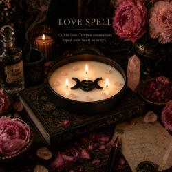 Candle with Gemstone Esoteric Love Spell, Rose + Peony 200g