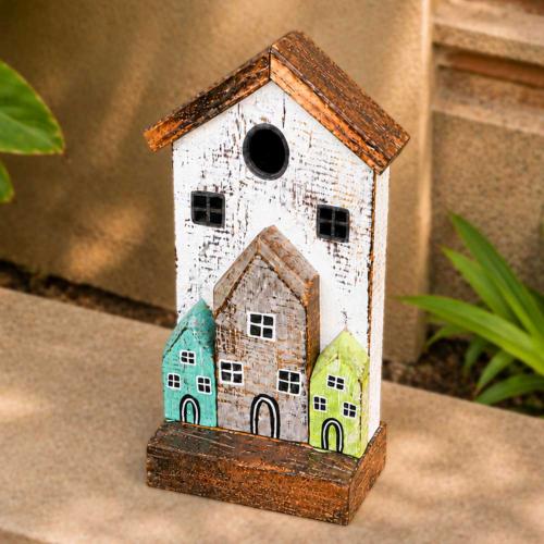 Village Decorative Ornament Albesia Wood 26cm height