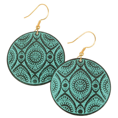 Earrings round metal light turquoise