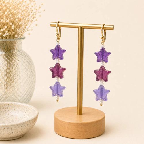 Earrings Triple 3D Shining Stars
