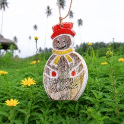 Hanging Snowman Decoration Albesia Wood 7 x 12cm