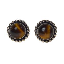 Ear studs with tiger's eye, amber