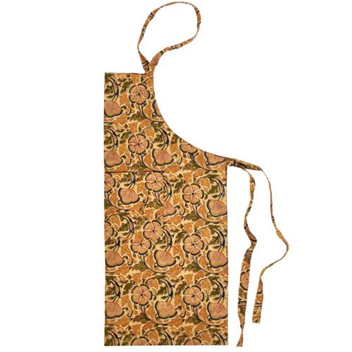 Handmade floral block print cotton apron natural vegetable dyes 35x74cm