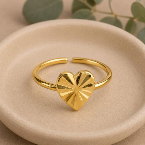 Ring Adjustable Gold Colour, Heart