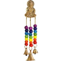 Hanging windchime with Chakra Beads, Buddha, recycled brass 6 x 28cm
