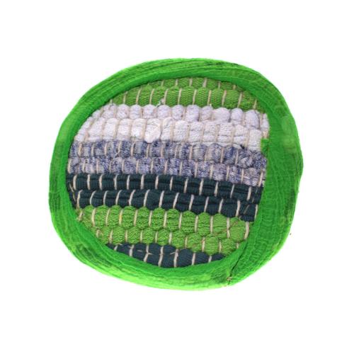 Rag coaster recycled cotton & polyester handmade green 10cm