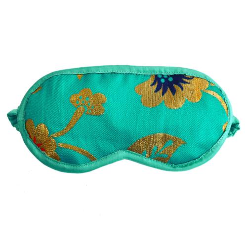 Turquoise eye mask with recycled brocade fabric 23 x 11.5 cm