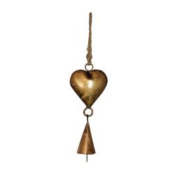 Hanging bell recycled wrought iron, heart 5 x 12cm