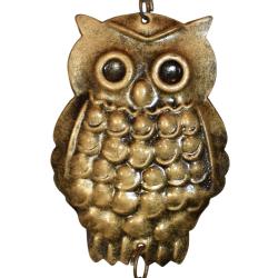 Hanging bell recycled wrought iron, owl 7 x 17cm