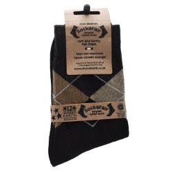 Socks Recycled Cotton / Polyester Argyle Browns Shoe Size UK 3-7 Womens