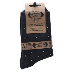 Socks Recycled Cotton / Polyester Dark Grey With Stars Shoe Size UK 3-7 Womens