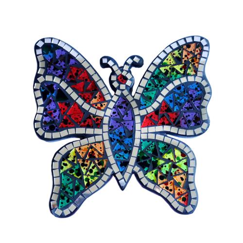 Butterfly wall hanging recycled glass mosaic speckled design 20 x 20cm