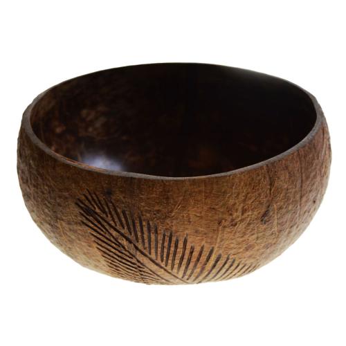 Coconut bowl, single leaf pattern