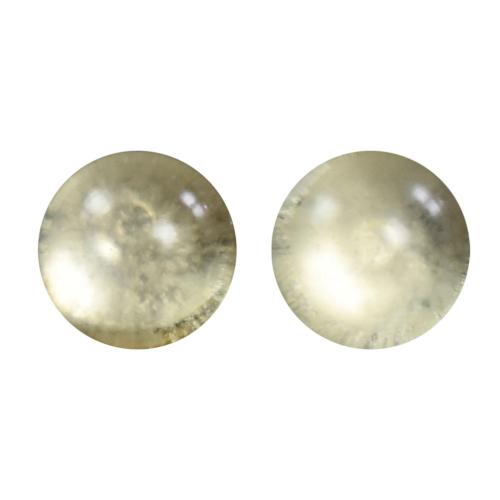 Ear studs, glass ‘Dichroic Moon’ round clear 1cm diameter