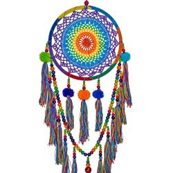 Dreamcatcher rainbow with pompoms & tassels 30cm