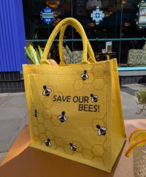 Jute shopping bag yellow Save Our Bees