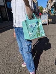 Jute shopping bag, square, dragonflies