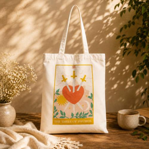 Tote Bag Recycled Cotton The Three of Swords 36 x 40cm