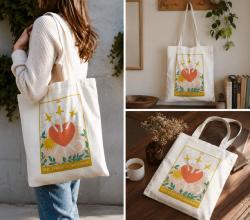 Tote Bag Recycled Cotton The Three of Swords 36 x 40cm
