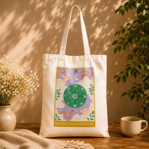Tote Bag Recycled Cotton Wheel of Fortune 36 x 40cm
