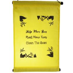 Hanging banner Help More Bees, yellow 27x40cm