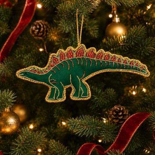 Hanging Decoration Embroidered Stegosaurus Green