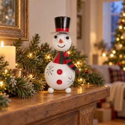 Lets Boogie Snowman Christmas ornament, dressed in a black hat, size 10x10x21cm