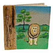 Notebook, sand painting, lion, 19x19cm