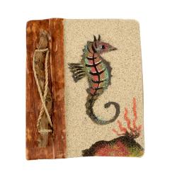 Handmade notebook, seahorse, 10x12cm