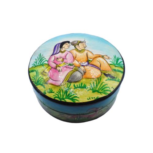 Round Trinket Box Courtship Papier Mâché 11cm
