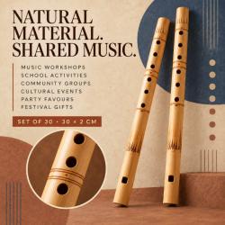 Set of 30 Natural bamboo flutes