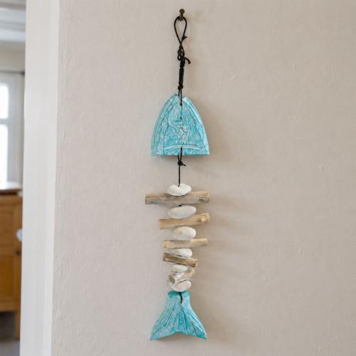 Hanging Fish Skeleton Albesia and Driftwood 8 x 2 x 45cm